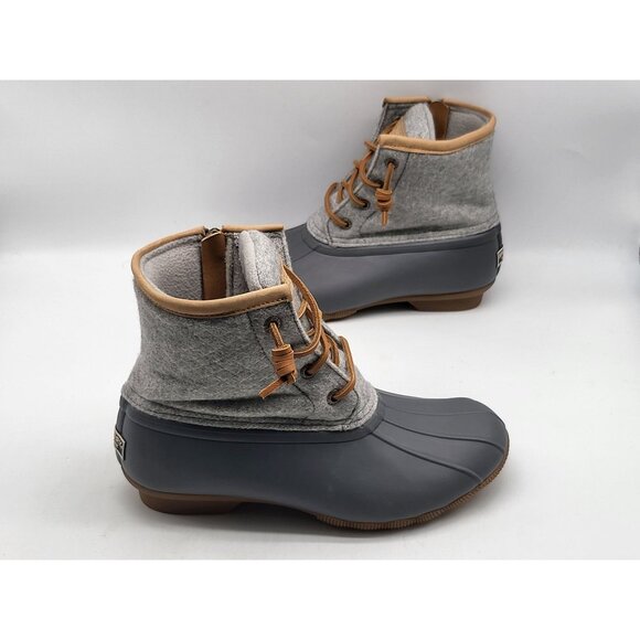 Sperry Saltwater‎ Womens Duck Rain Boot Wool Embossed Thinsulate Gray  Size 6M - Picture 4 of 9